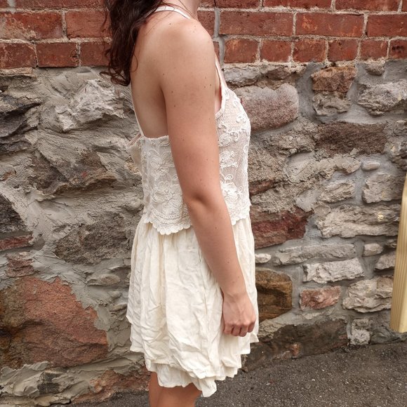 Hollister Cream Colored Gold Sequin Lace Dress - Picture 3 of 3